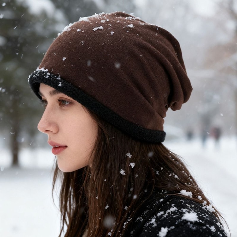 Windproof Cold Cap, Fashion Soft Warm Hat, Fleece Lined Beanie Bonnet for Women