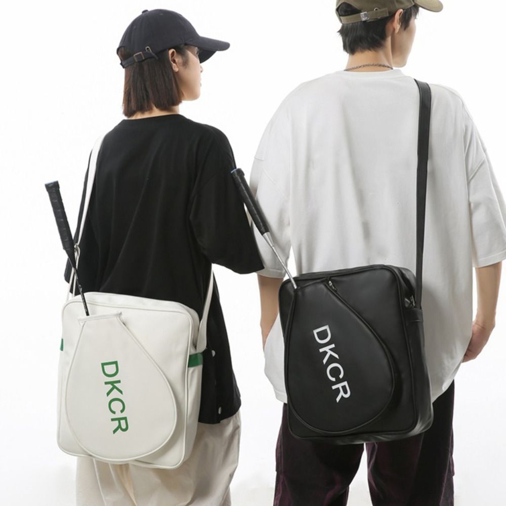 Badminton Shoulder Bag, Portable PU Rackets Bag with Adjustable Strap, Large Capacity Lightweight Sports Bag