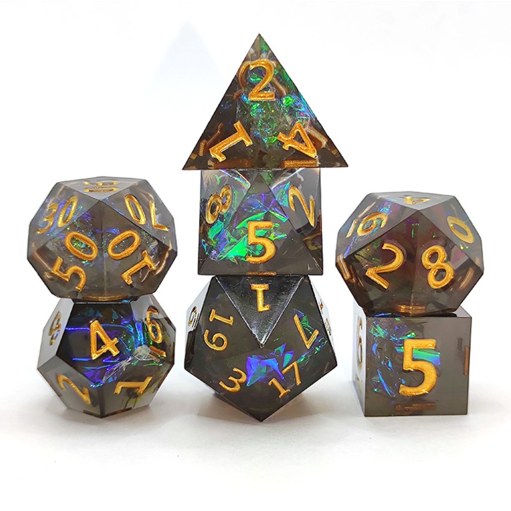 Polyhedral Resin Dice Set, Multicolor Creative Dice Gift, Sharp Corner Dice