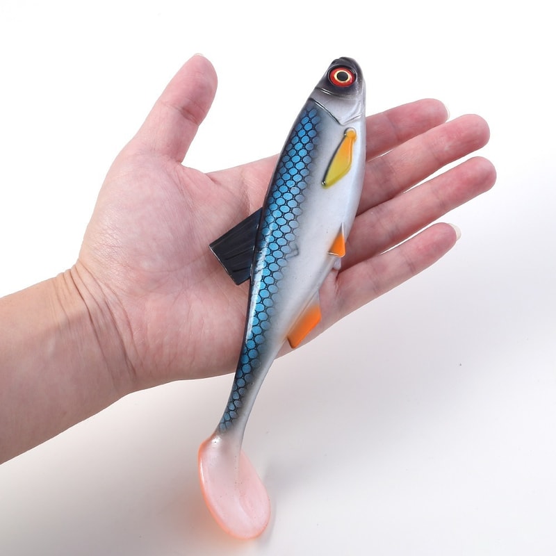 Simulated Fake Bait, Soft Fishing Lures with Silicone Eyes, T Tail Artificial Fish Bait