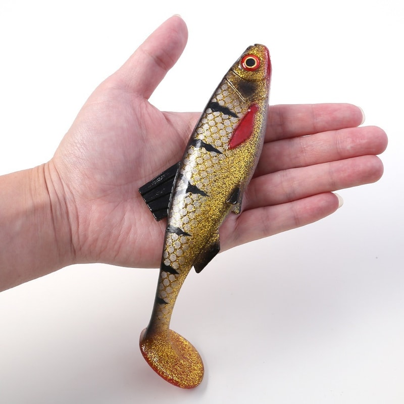 Simulated Fake Bait, Soft Fishing Lures with Silicone Eyes, T Tail Artificial Fish Bait