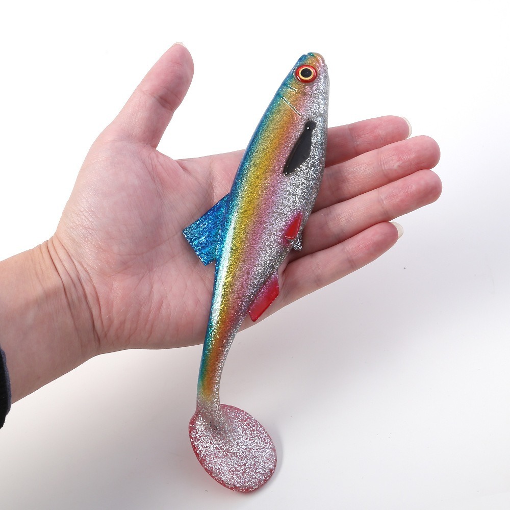 Simulated Fake Bait, Soft Fishing Lures with Silicone Eyes, T Tail Artificial Fish Bait