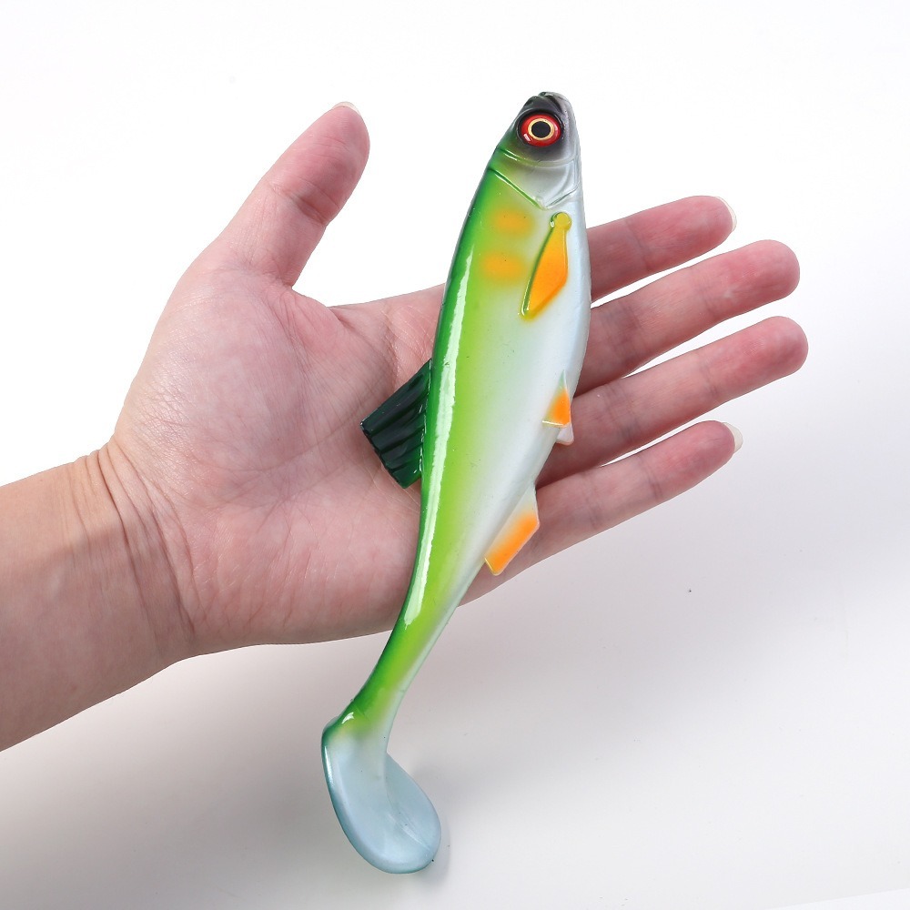 Simulated Fake Bait, Soft Fishing Lures with Silicone Eyes, T Tail Artificial Fish Bait