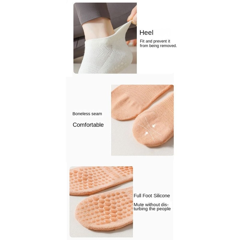 Breathable Sports Socks for Women, Anti Slip Mesh Low-Ankle Yoga Socks, Silicone Backless