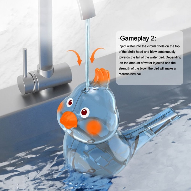 Cartoon Bird Whistle with Lanyard, Add Water Multicolor Warble Whistle for Kids