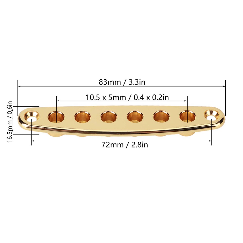 Guitar String Through Plate with Mounting Screws, Bridge Ferrules, Gold, Black, Silver