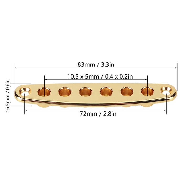 Guitar String Through Plate with Mounting Screws, Bridge Ferrules, Gold, Black, Silver
