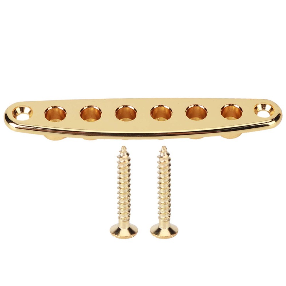Guitar String Through Plate with Mounting Screws, Bridge Ferrules, Gold, Black, Silver