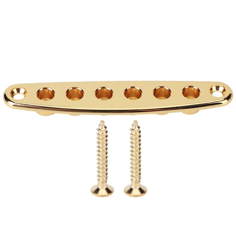 Guitar String Through Plate with Mounting Screws, Bridge Ferrules, Gold, Black, Silver
