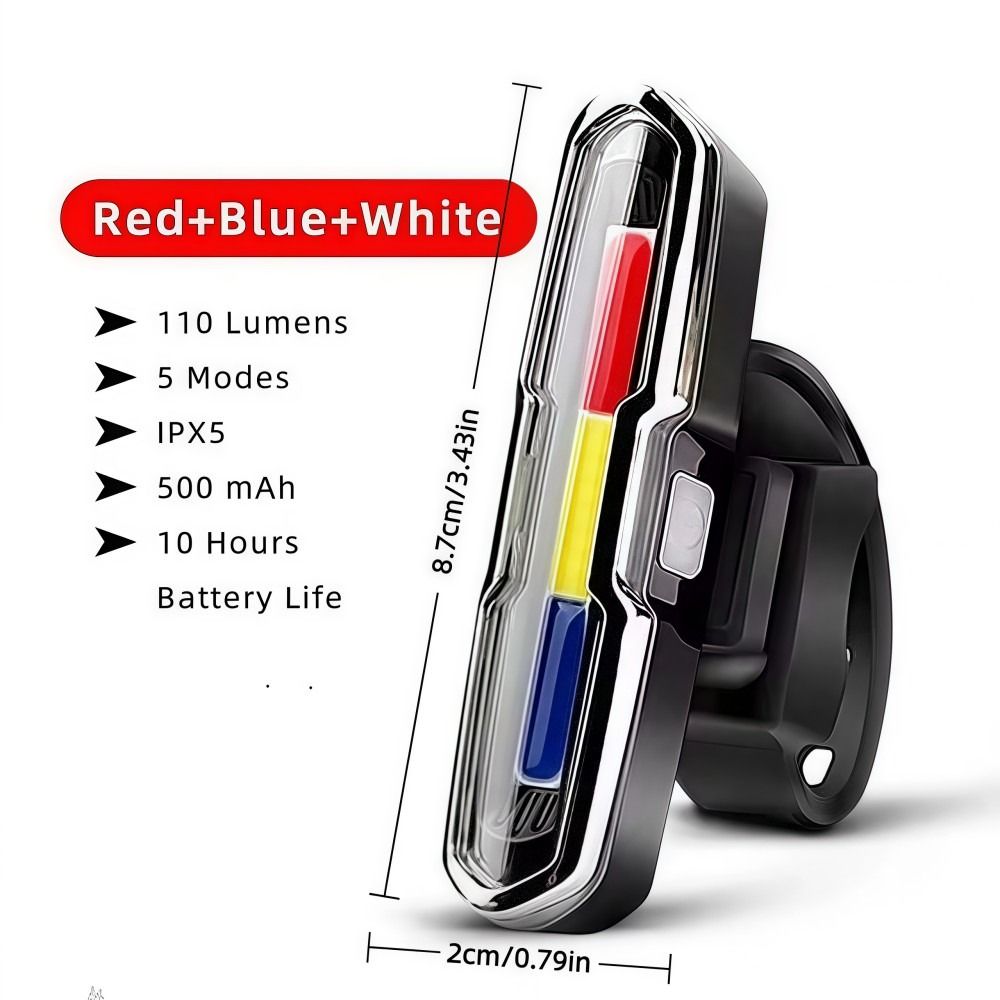 LED Taillight With Waterproof Cycling Safety Super Bright Strobe Light USB Rechargeable RedBlueWhit 5