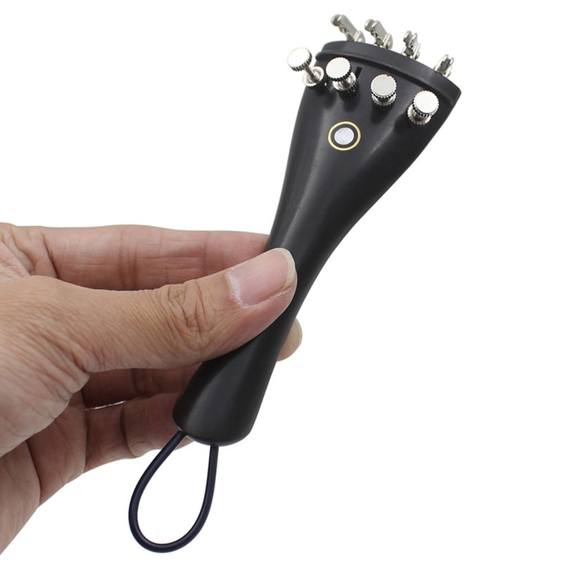 Violin Tailpiece Set with Nylon Tailgut, Ebony Wood Fine Tuners Kit, Tailpiece Rope Accessory
