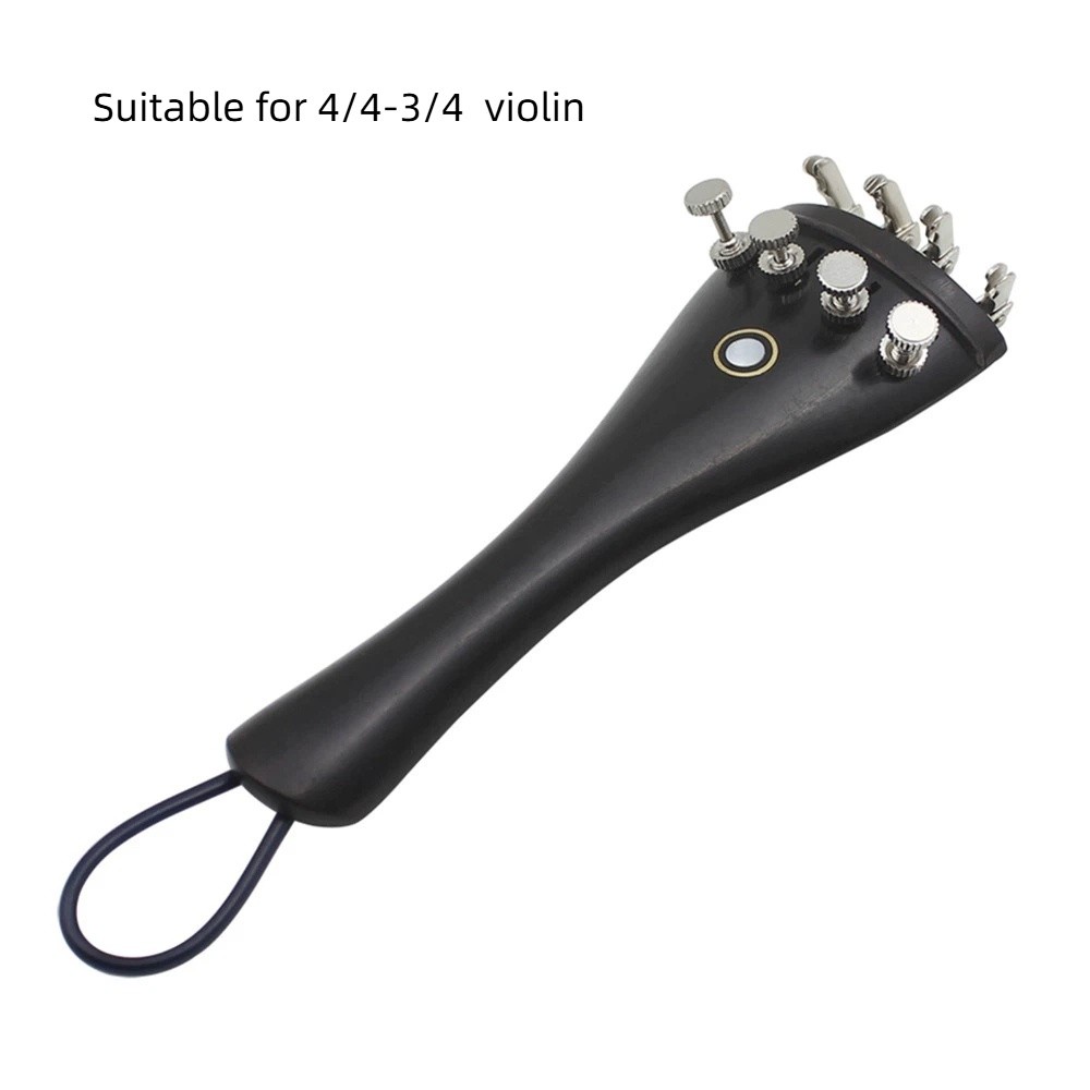 Violin Tailpiece Set with Nylon Tailgut, Ebony Wood Fine Tuners Kit, Tailpiece Rope Accessory