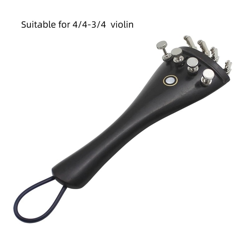 Violin Tailpiece Set with Nylon Tailgut, Ebony Wood Fine Tuners Kit, Tailpiece Rope Accessory