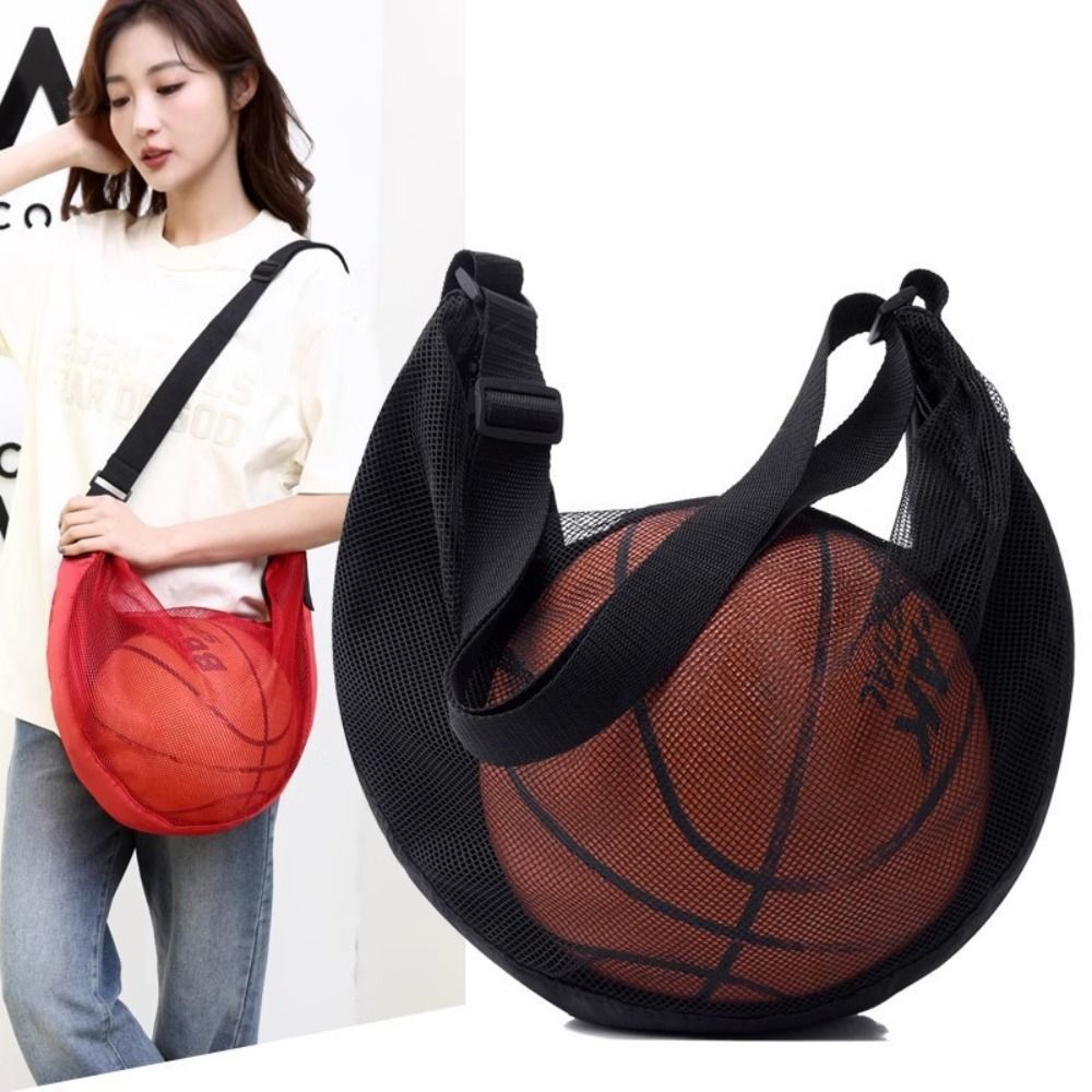 Wear-resistant Tennis Net Bag, Large Capacity Basketball Bag, Adjustable Crossbody Football Storage Pouch for Outdoor