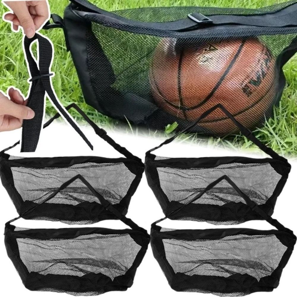 Wear-resistant Tennis Net Bag, Large Capacity Basketball Bag, Adjustable Crossbody Football Storage Pouch for Outdoor