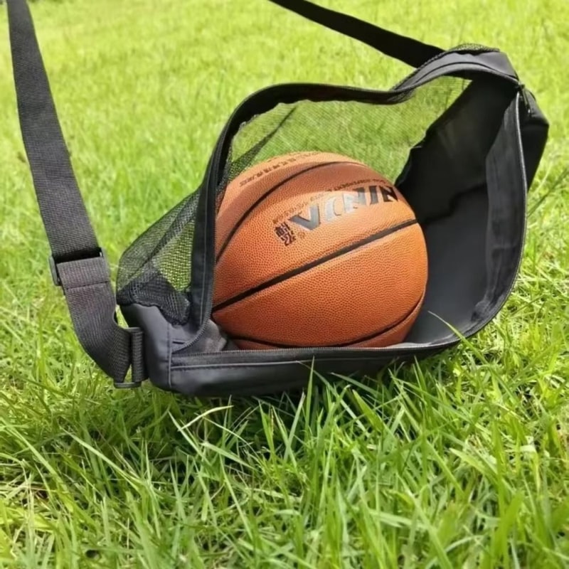 Wear-resistant Tennis Net Bag, Large Capacity Basketball Bag, Adjustable Crossbody Football Storage Pouch for Outdoor