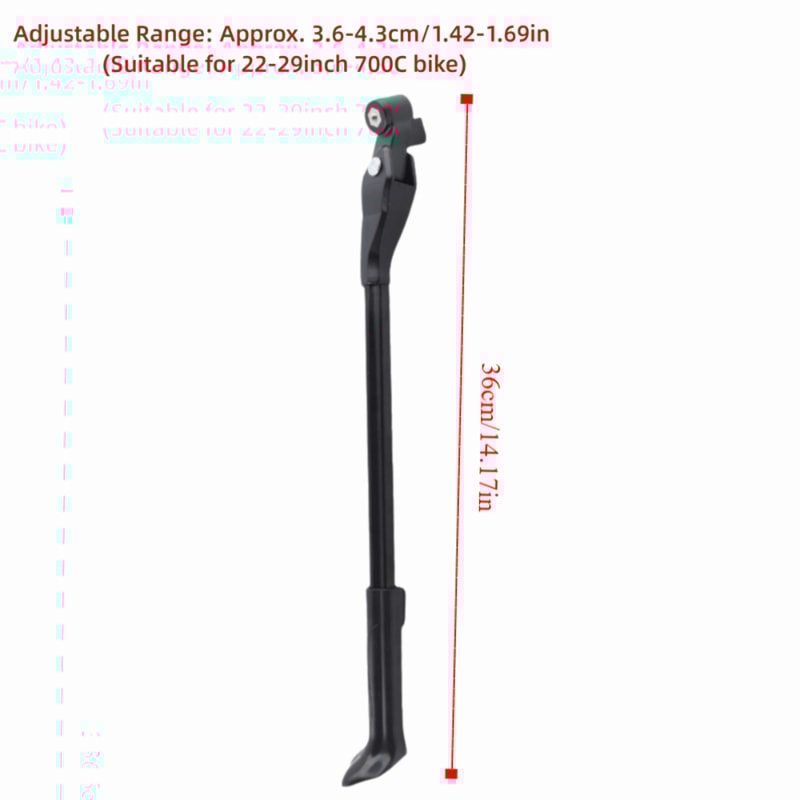 Adjustable Bicycle Kickstand, Black Aluminium Alloy, Rear Axle Mount for Bicycle