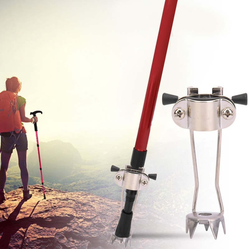 Non-slip Prong Crampons Tips, Stainless Steel Ice Tip Attachment for Heavy Duty Trekking Poles, Snow Climbing Cleats