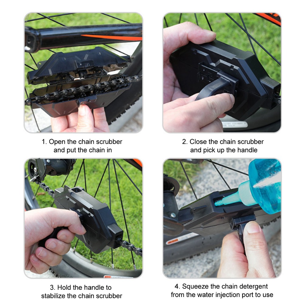 Black Bike Chain Cleaner, Durable ABS Chain Scrubber for Cycling, Mountain Bike Chain Cleaning Tool