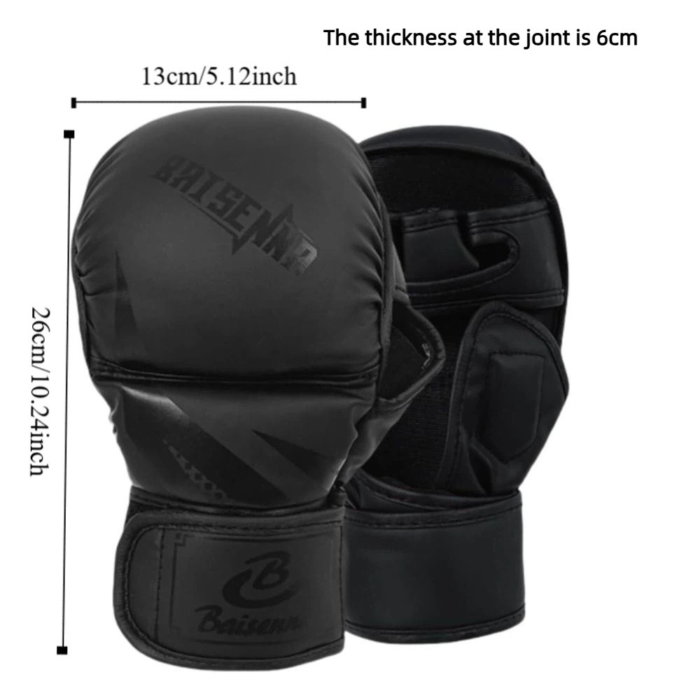 High Density Sponge Wrist Support MMA Gloves, PU Leather Boxing Gloves for Adults, Shock Absorption