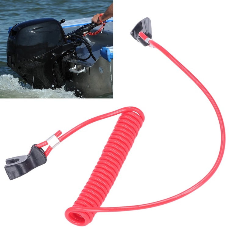 Red Safety Lanyard Engine Kill Switch, Safety Device Emergency Stop for Johnson Evinrude Marine