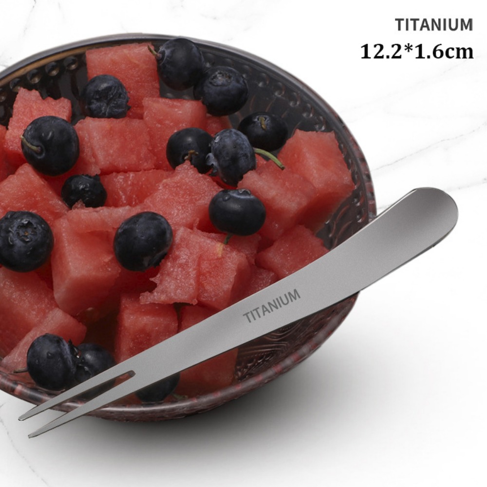 Portable Multistyles Titanium Dessert Fork, Dual-Use Camping Cutlery Fork Spoon, Ultralight Stainless Steel/Titanium