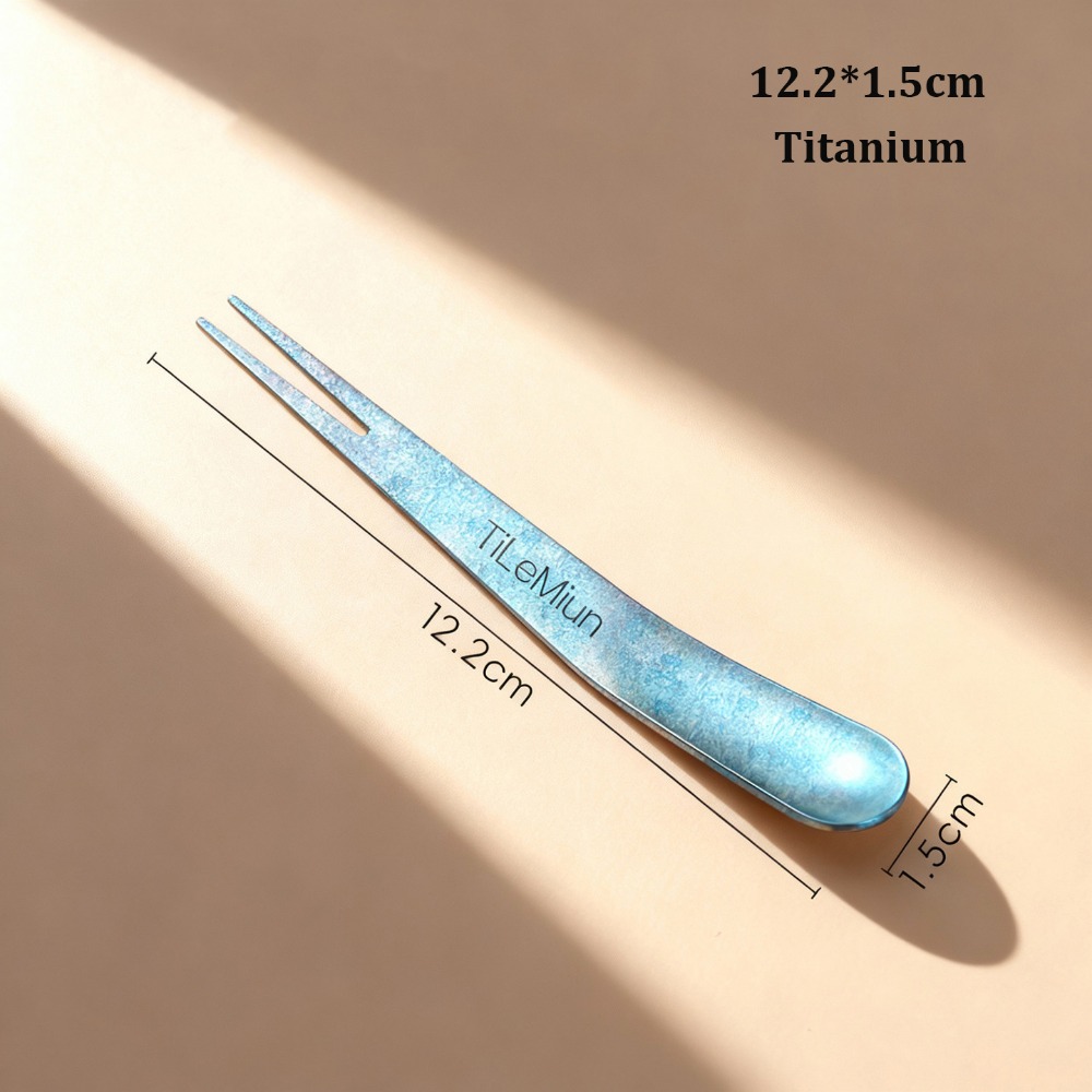 Portable Multistyles Titanium Dessert Fork, Dual-Use Camping Cutlery Fork Spoon, Ultralight Stainless Steel/Titanium