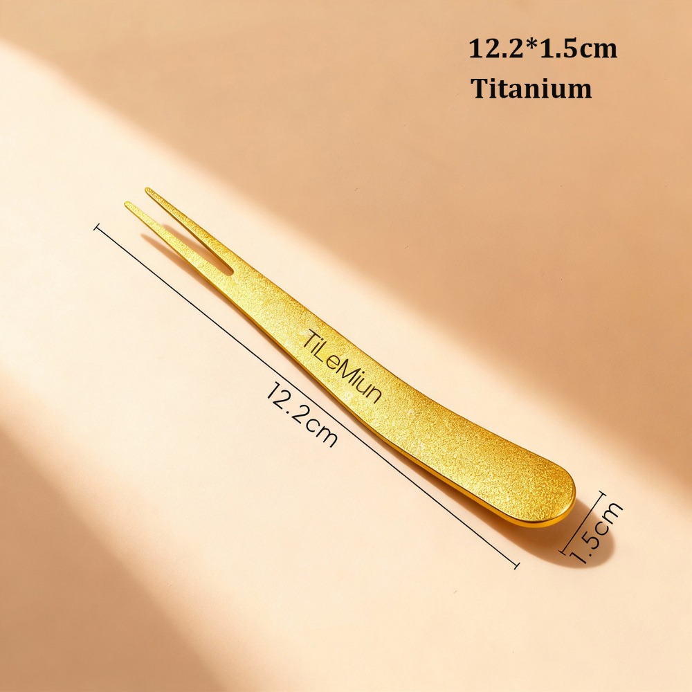 Portable Multistyles Titanium Dessert Fork, Dual-Use Camping Cutlery Fork Spoon, Ultralight Stainless Steel/Titanium