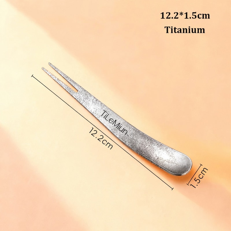 Portable Multistyles Titanium Dessert Fork, Dual-Use Camping Cutlery Fork Spoon, Ultralight Stainless Steel/Titanium