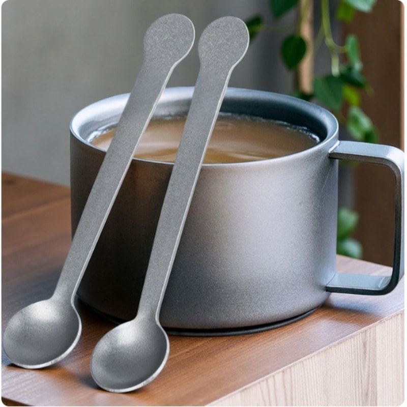 Portable Eco-Friendly Titanium Coffee Tea Stirring Spoon, Mini Long Handle Mixing Spoon for Outdoor Kitchen Use