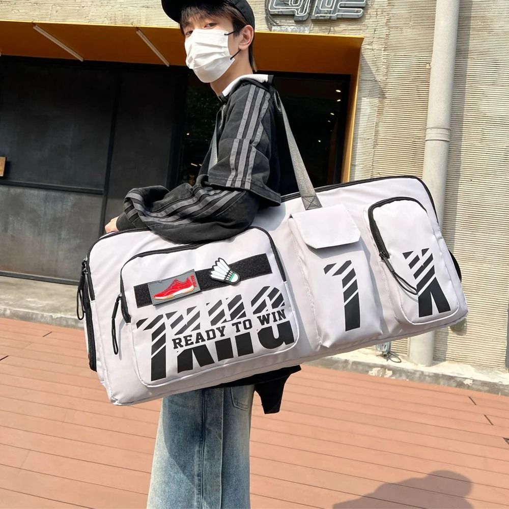 Waterproof Tennis Shoulder Bag, Multifunctional Large Capacity Badminton Racket Handbag with Shoes Compartment
