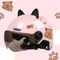 Breathable Sunscreen Motorcycle Half Helmet, Capybara Sticker Electric Bicycle Helmet with Cat Ears