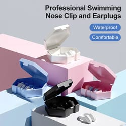 waterproof silicone swimming earplugs, anti-noise nose clip, diving ear plugs for water sports