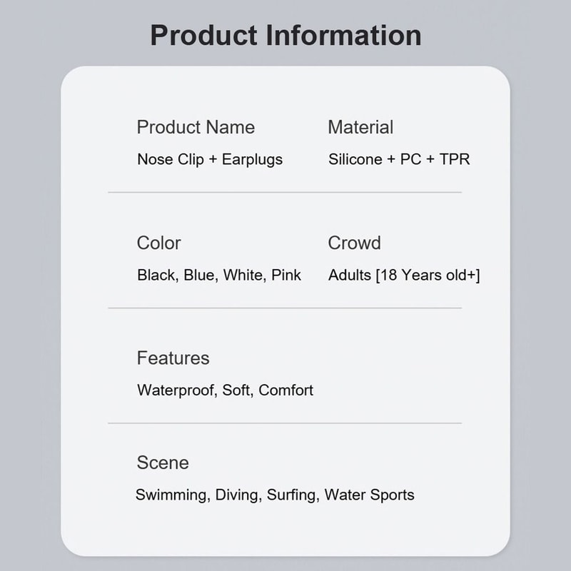 Waterproof Silicone Swimming Earplugs, Anti-noise Nose Clip, Diving Ear Plugs for Water Sports