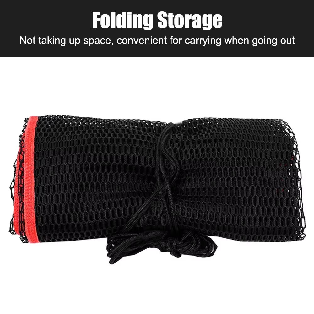 Small Grid Fishing Net Bag, Foldable Live Fish Nets, Nylon Mesh with Drawstring