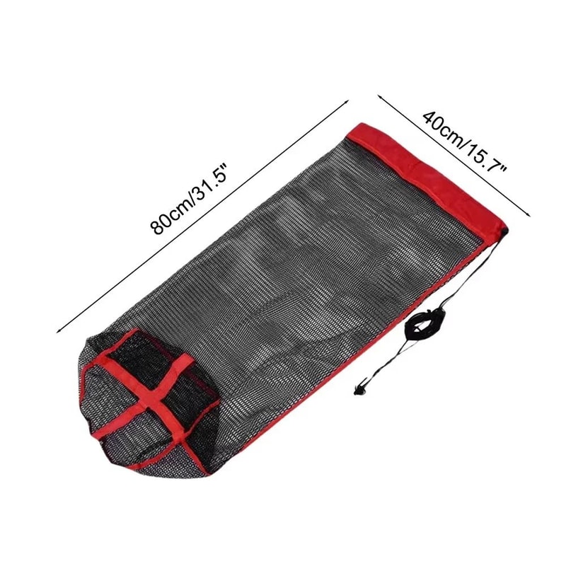 Small Grid Fishing Net Bag, Foldable Live Fish Nets, Nylon Mesh with Drawstring