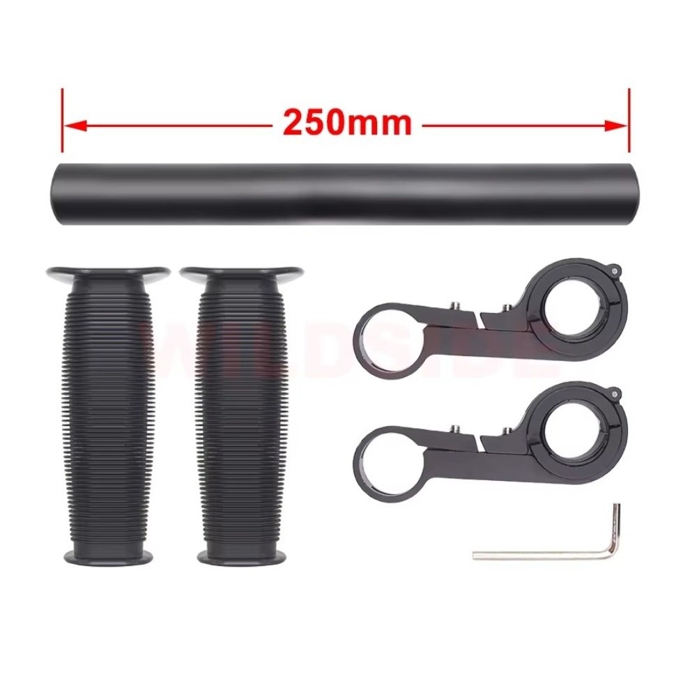 Durable Black Bicycle Handlebar with Ergonomic Design, Removable Armrest Bracket for Kids