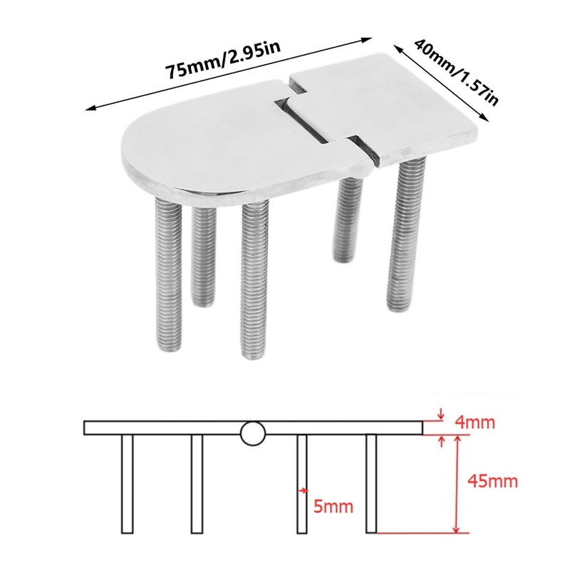 Stainless Steel Polished Yacht Hinge, Marine Grade Silver Boat Door Hinge, Concealed Fastener Ship Hinge for Marine Door
