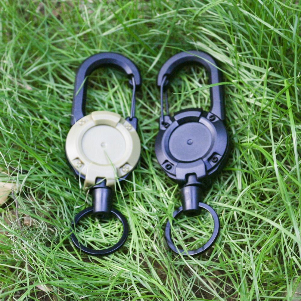 Steel Wire Rope Buckle, New Heavy Duty Pull Reel Carabiner, Retractable Elastic Pull Rope for Outdoor Tools