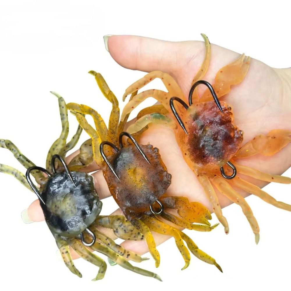 Fishing Lures Fishing, New Silicone Rubber Crab Bait, Soft Brown Green Orange Sea, Double Hook