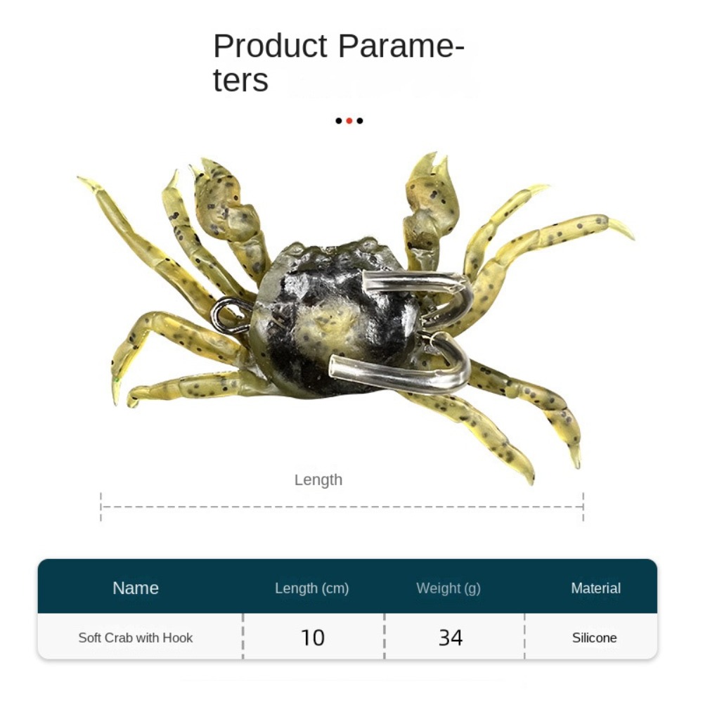 Fishing Lures Fishing, New Silicone Rubber Crab Bait, Soft Brown Green Orange Sea, Double Hook
