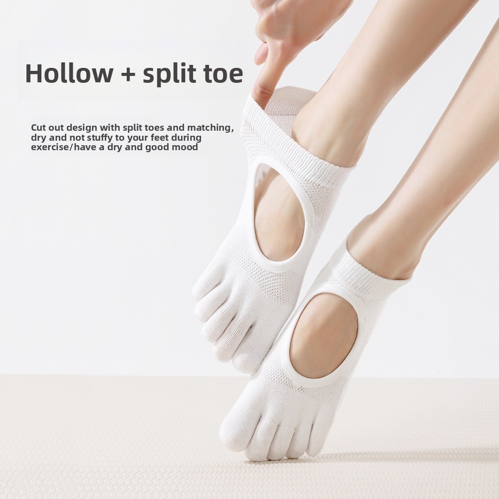 Solid Color Ballet Boat Socks, Non-Slip Yoga Socks, Soft Breathable Five Finger Socks