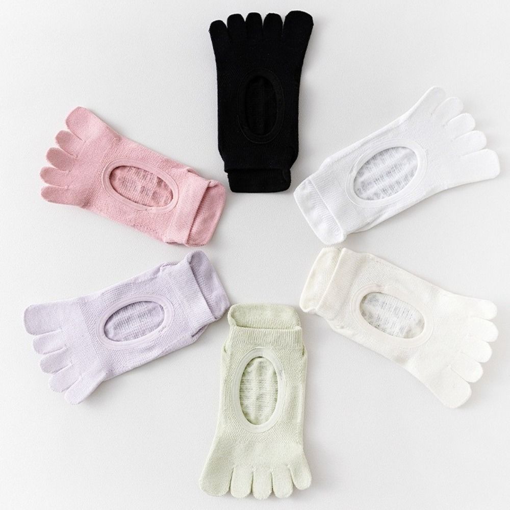 Solid Color Ballet Boat Socks, Non-Slip Yoga Socks, Soft Breathable Five Finger Socks
