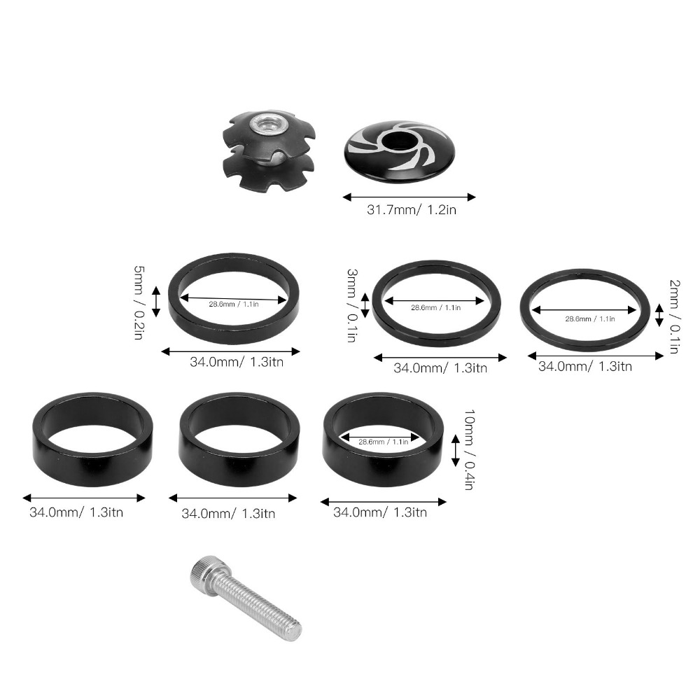 Bicycle Stem Cap Set, Aluminium Alloy Bike Headset Spacer, Handlebar Stem Spacers