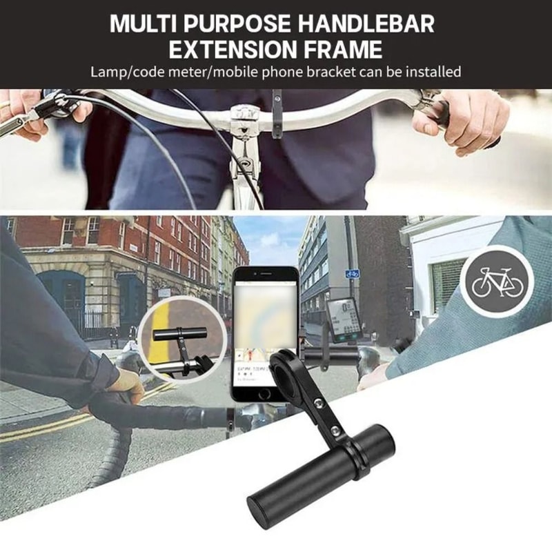 Multifunctional Black Handlebar Extension Bracket, Aluminum Alloy Bicycle Handlebar Extender for Frame