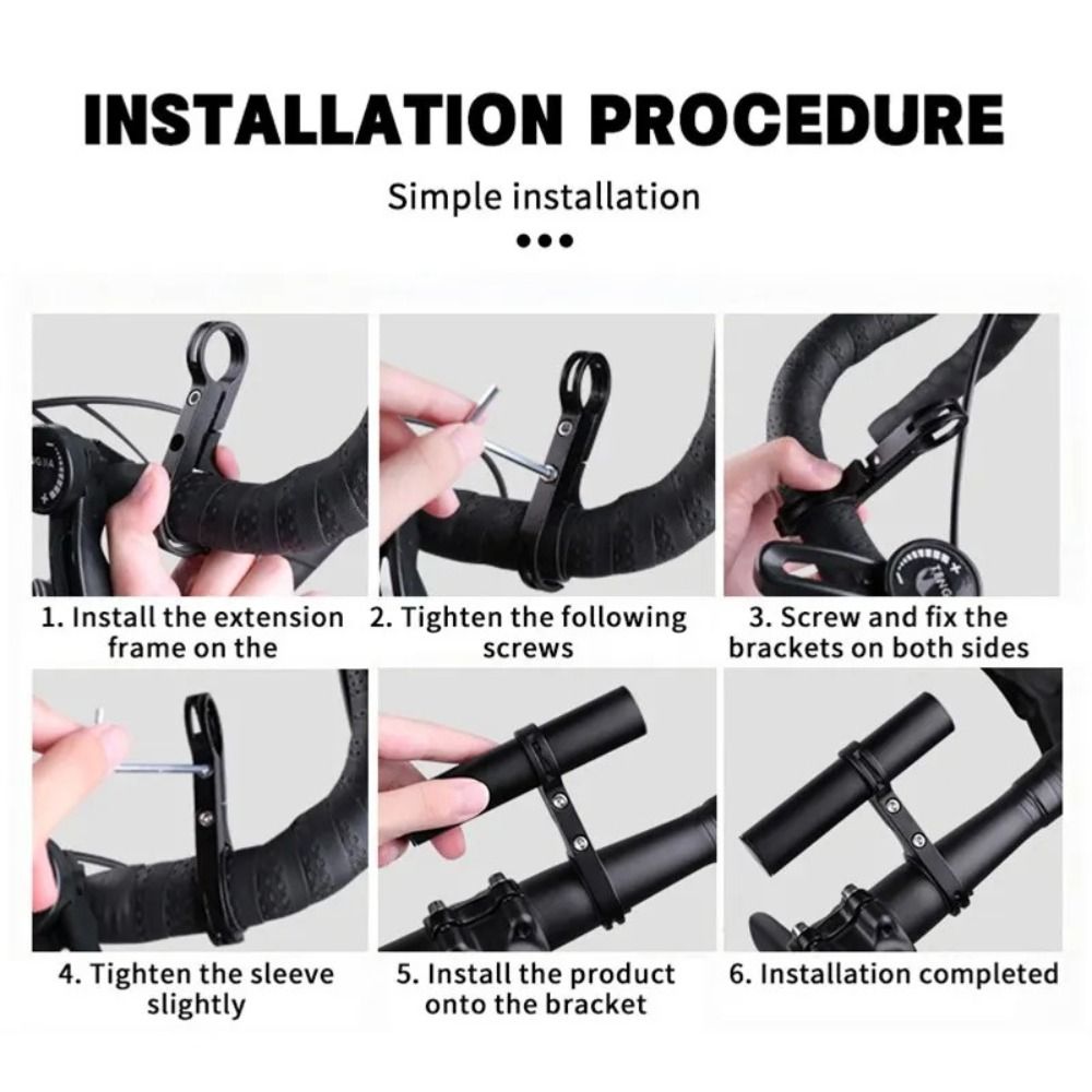 Multifunctional Black Handlebar Extension Bracket, Aluminum Alloy Bicycle Handlebar Extender for Frame