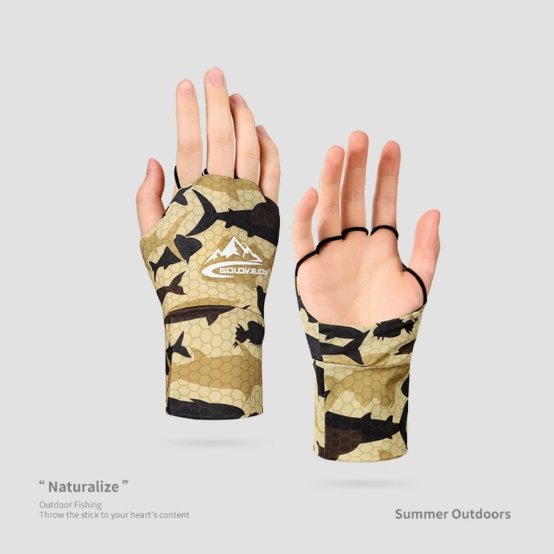 Breathable AntiUV Touch Screen Ice Silk Fishing Gloves Palm Hollowed Highly Elastic Riding Gloves 0