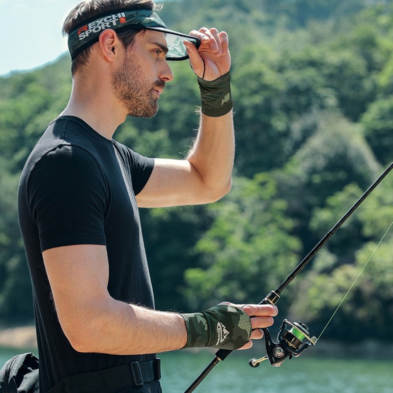 Breathable AntiUV Touch Screen Ice Silk Fishing Gloves Palm Hollowed Highly Elastic Riding Gloves 1