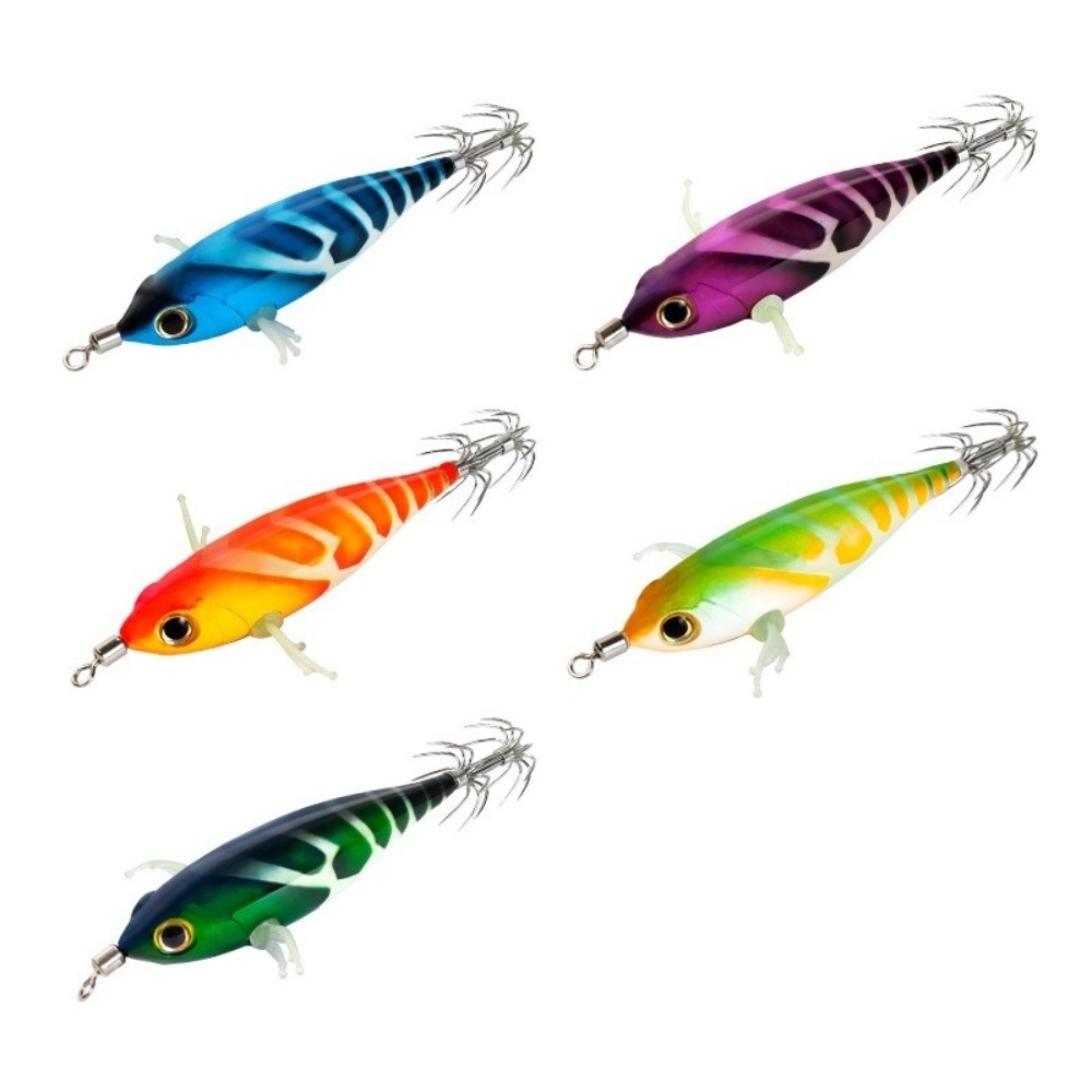 Wood Shrimp Lure Cuttlefish Squid Horizontal Hard Bait Glow Sea Fishing Bait For Night Fishing 2