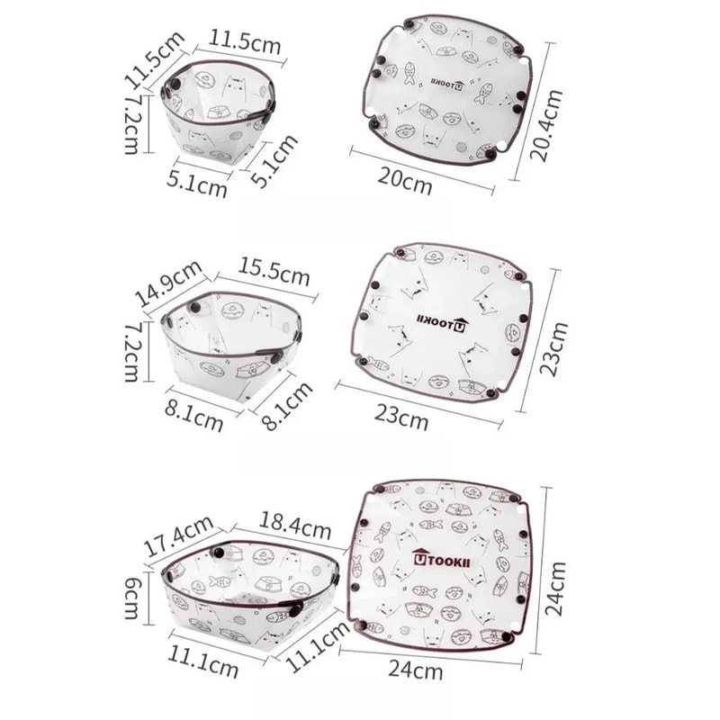 Cartoon Cat Foldable Camping Tableware, Lightweight PP Bowl Plate Cup Set, Easy to Clean Outdoor Accessories